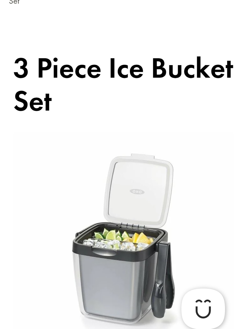 OXO 3-Piece Ice Bucket Set in Gray and Black